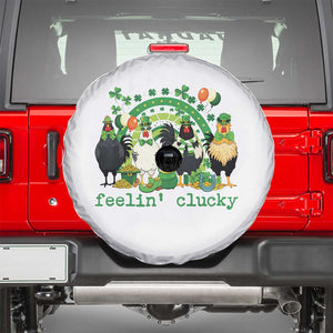 Funny St Patricks Day Chicken Shamrock Spare Tire Cover Feelin Clucky Hen Lucky Clover Pun Irish Humor TS02 White Print Your Wear