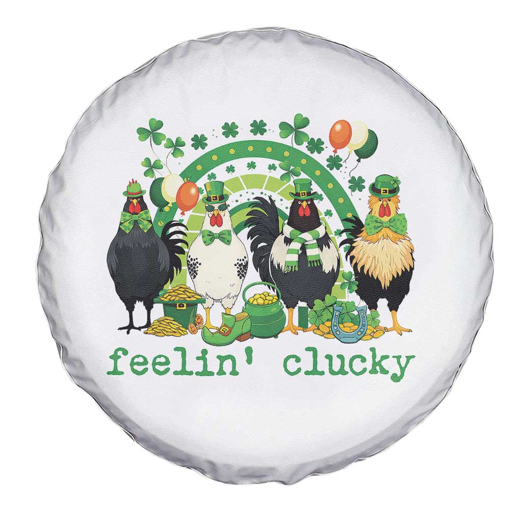 Funny St Patricks Day Chicken Shamrock Spare Tire Cover Feelin Clucky Hen Lucky Clover Pun Irish Humor TS02 Print Your Wear