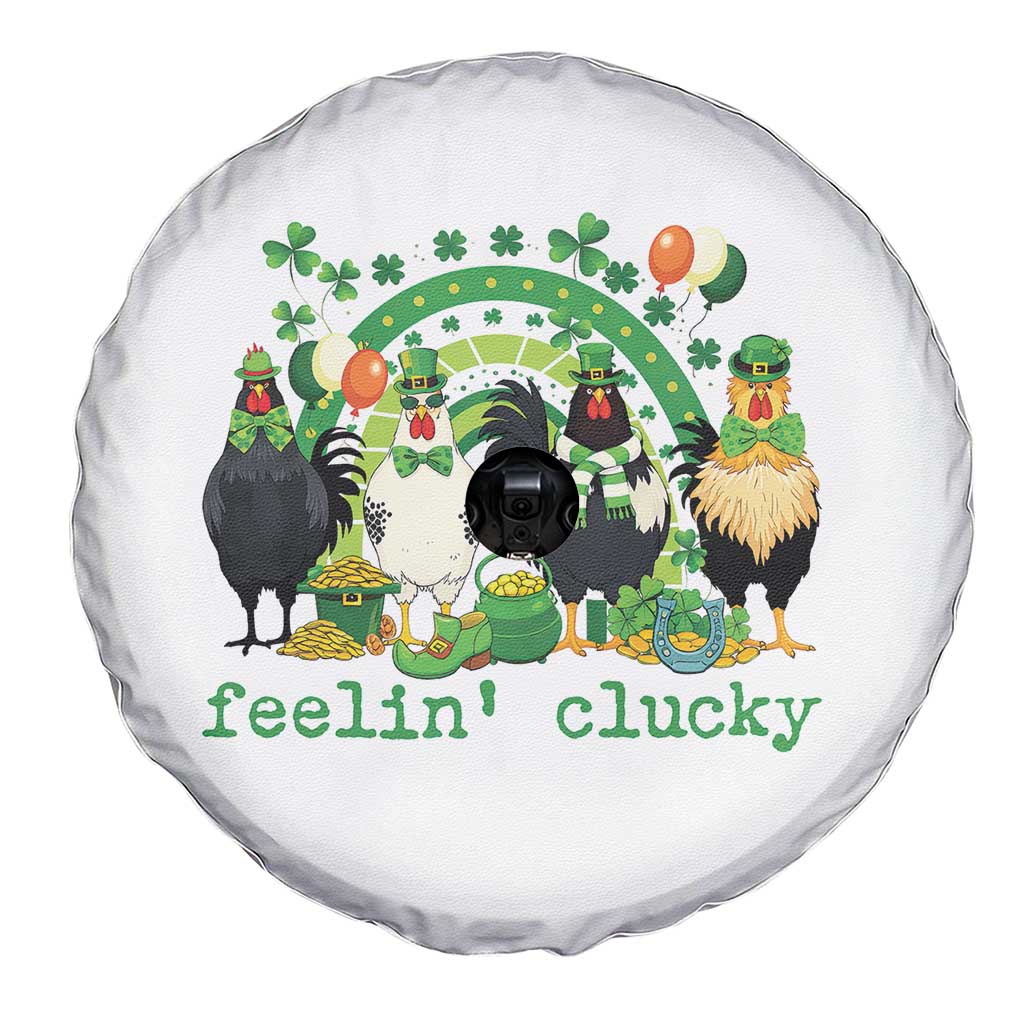 Funny St Patricks Day Chicken Shamrock Spare Tire Cover Feelin Clucky Hen Lucky Clover Pun Irish Humor TS02 Print Your Wear