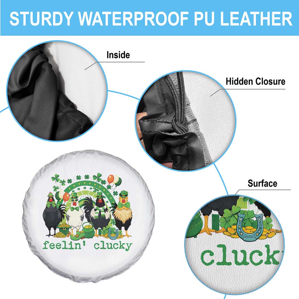 Funny St Patricks Day Chicken Shamrock Spare Tire Cover Feelin Clucky Hen Lucky Clover Pun Irish Humor TS02 Print Your Wear