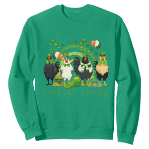 Funny St Patricks Day Chicken Shamrock Sweatshirt Feelin Clucky Hen Lucky Clover Pun Irish Humor TS02 Irish Green Print Your Wear