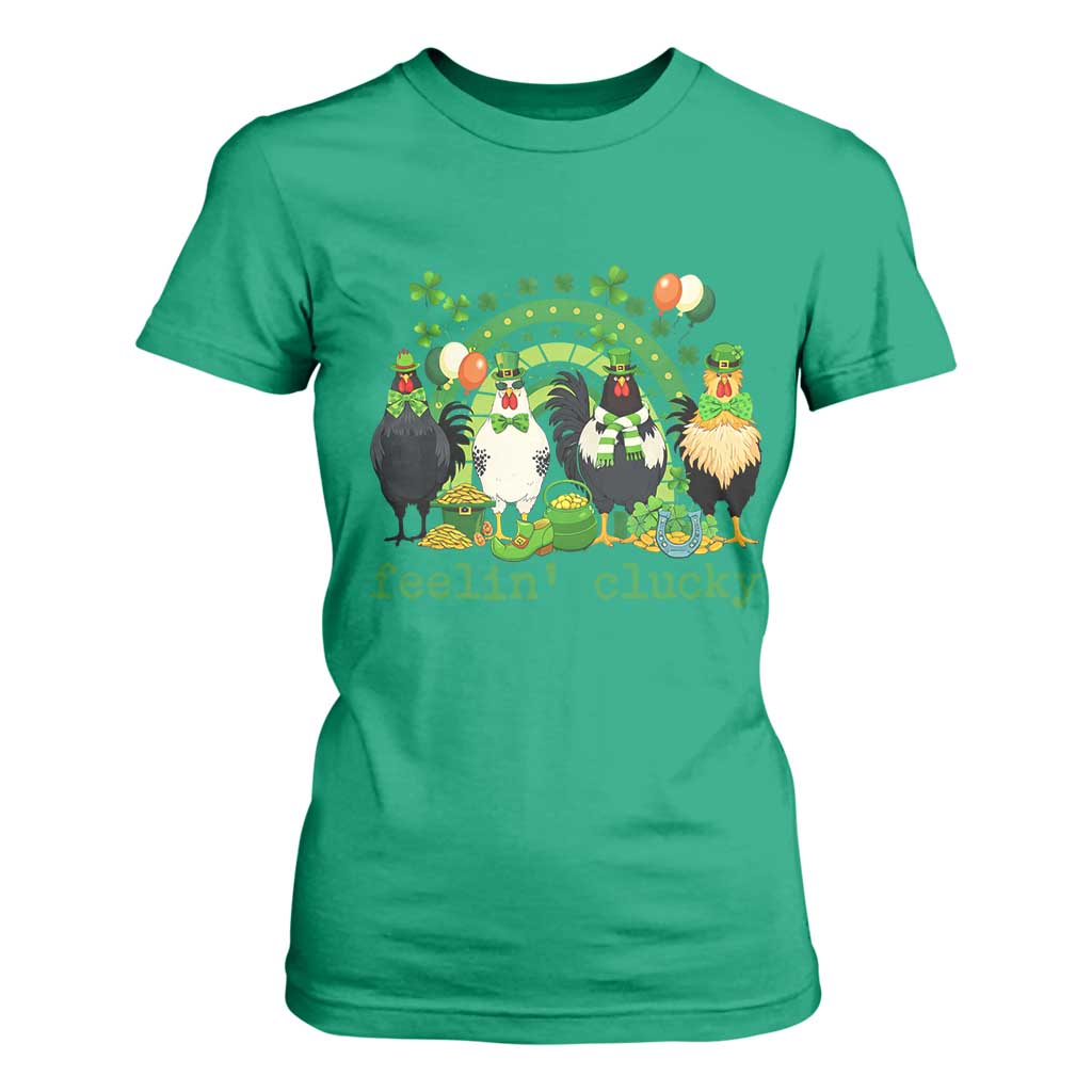 Funny St Patricks Day Chicken Shamrock T Shirt For Women Feelin Clucky Hen Lucky Clover Pun Irish Humor TS02 Irish Green Print Your Wear