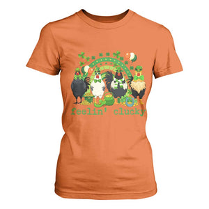 Funny St Patricks Day Chicken Shamrock T Shirt For Women Feelin Clucky Hen Lucky Clover Pun Irish Humor TS02 Orange Print Your Wear