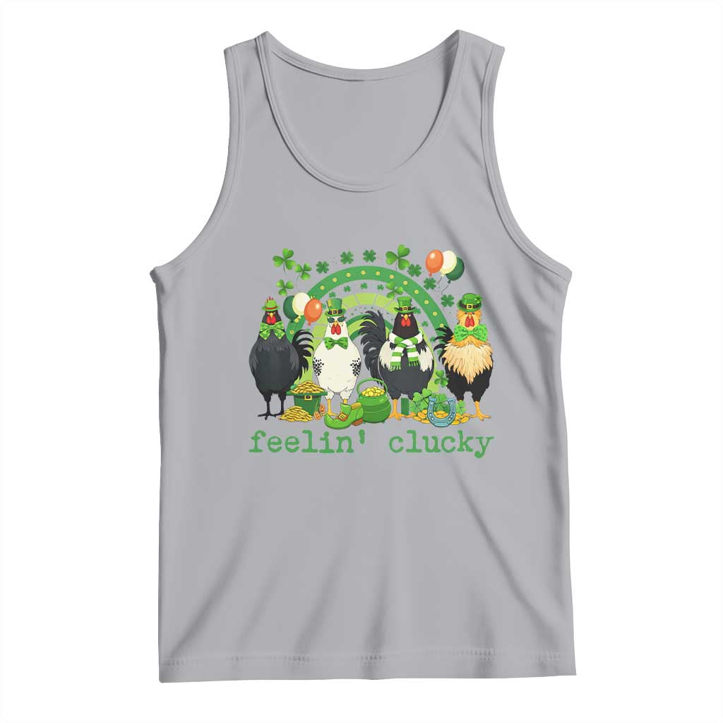 Funny St Patricks Day Chicken Shamrock Tank Top Feelin Clucky Hen Lucky Clover Pun Irish Humor TS02 Athletic Heather Print Your Wear