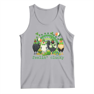 Funny St Patricks Day Chicken Shamrock Tank Top Feelin Clucky Hen Lucky Clover Pun Irish Humor TS02 Athletic Heather Print Your Wear