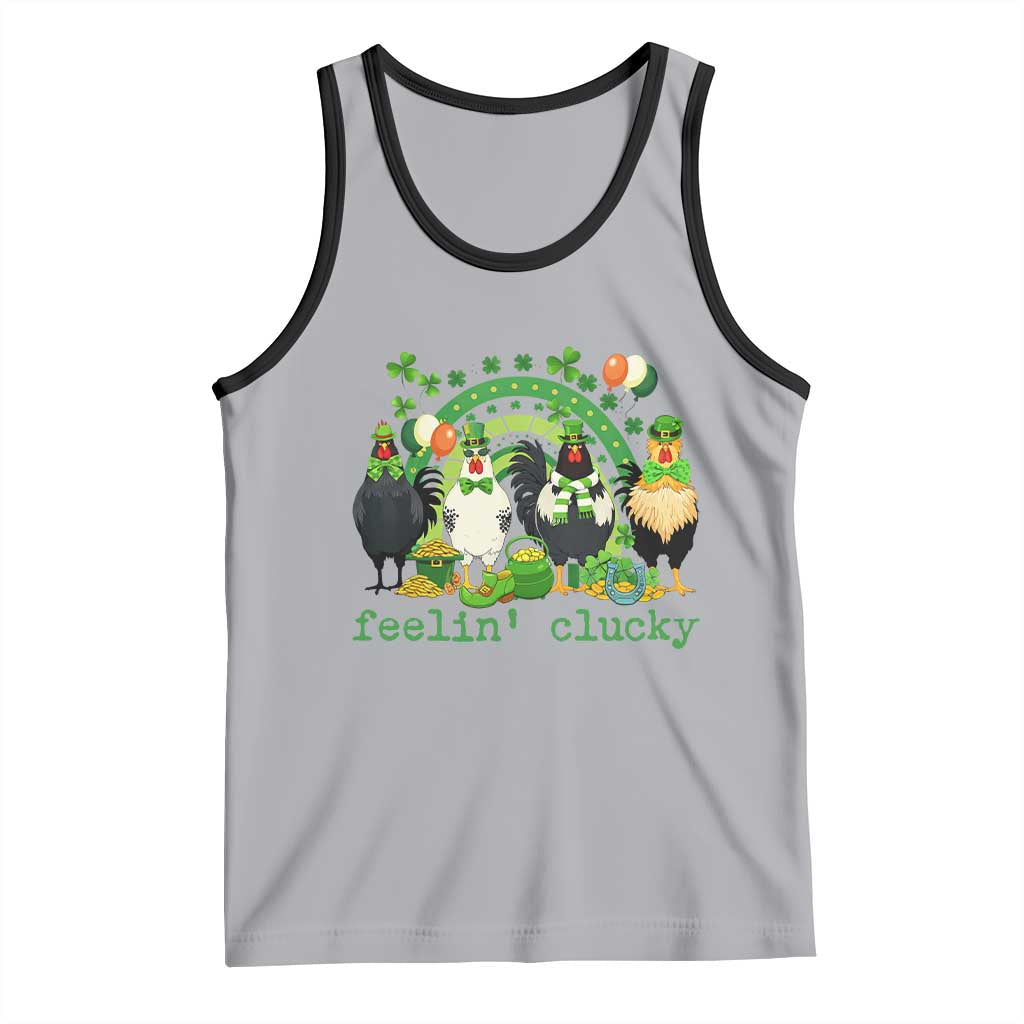 Funny St Patricks Day Chicken Shamrock Tank Top Feelin Clucky Hen Lucky Clover Pun Irish Humor TS02 Athletic Heather Black Print Your Wear