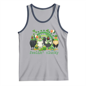 Funny St Patricks Day Chicken Shamrock Tank Top Feelin Clucky Hen Lucky Clover Pun Irish Humor TS02 Athletic Heather Navy Print Your Wear