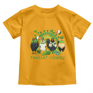 Funny St Patricks Day Chicken Shamrock Toddler T Shirt Feelin Clucky Hen Lucky Clover Pun Irish Humor TS02 Gold Print Your Wear