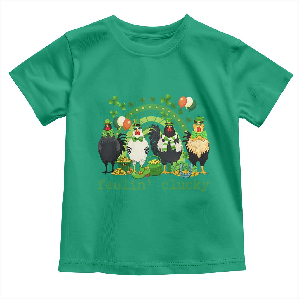 Funny St Patricks Day Chicken Shamrock Toddler T Shirt Feelin Clucky Hen Lucky Clover Pun Irish Humor TS02 Irish Green Print Your Wear
