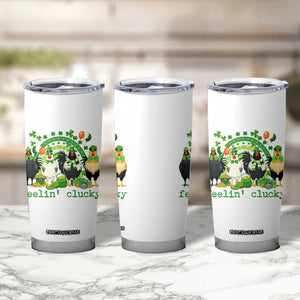 Funny St Patricks Day Chicken Shamrock Tumbler Cup Feelin Clucky Hen Lucky Clover Pun Irish Humor TS02 Print Your Wear
