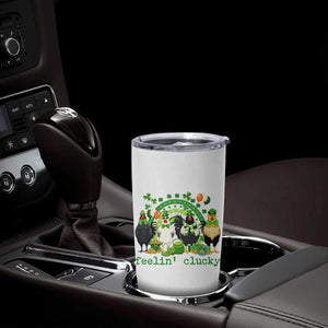 Funny St Patricks Day Chicken Shamrock Tumbler Cup Feelin Clucky Hen Lucky Clover Pun Irish Humor TS02 Print Your Wear