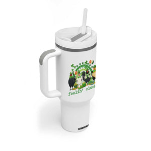 Funny St Patricks Day Chicken Shamrock Tumbler With Handle Feelin Clucky Hen Lucky Clover Pun Irish Humor TS02 Print Your Wear