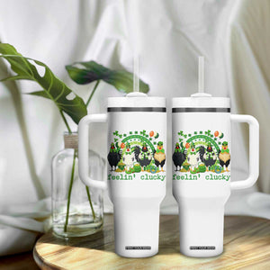 Funny St Patricks Day Chicken Shamrock Tumbler With Handle Feelin Clucky Hen Lucky Clover Pun Irish Humor TS02 Print Your Wear