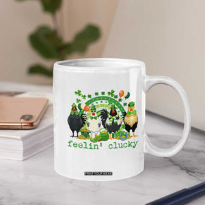 Funny St Patricks Day Chicken Shamrock Coffee Mug Feelin Clucky Hen Lucky Clover Pun Irish Humor TS02 Print Your Wear