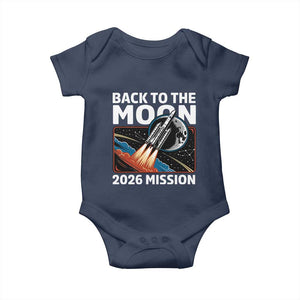 Back to the Moon 2026 Mission Baby Onesie Retro Rocket Launch Lunar Orbit Space Enthusiasts TS02 Navy Print Your Wear