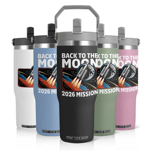 Back to the Moon 2026 Mission Flip Straw Tumbler Retro Rocket Launch Lunar Orbit Space Enthusiasts TS02 Print Your Wear