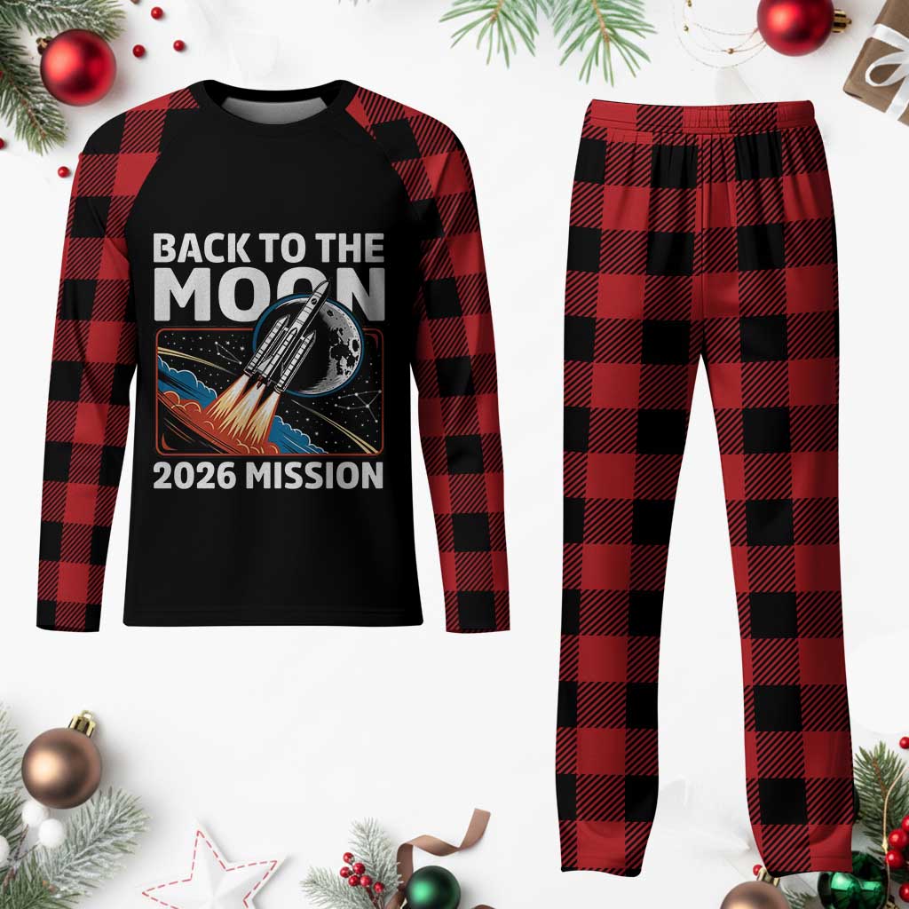 Back to the Moon 2026 Mission Plaid Pajama Set Retro Rocket Launch Lunar Orbit Space Enthusiasts TS02 Buffalo Plaid Print Your Wear