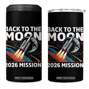 Back to the Moon 2026 Mission 4 in 1 Can Cooler Tumbler Retro Rocket Launch Lunar Orbit Space Enthusiasts TS02 One Size: 16 oz Black Print Your Wear