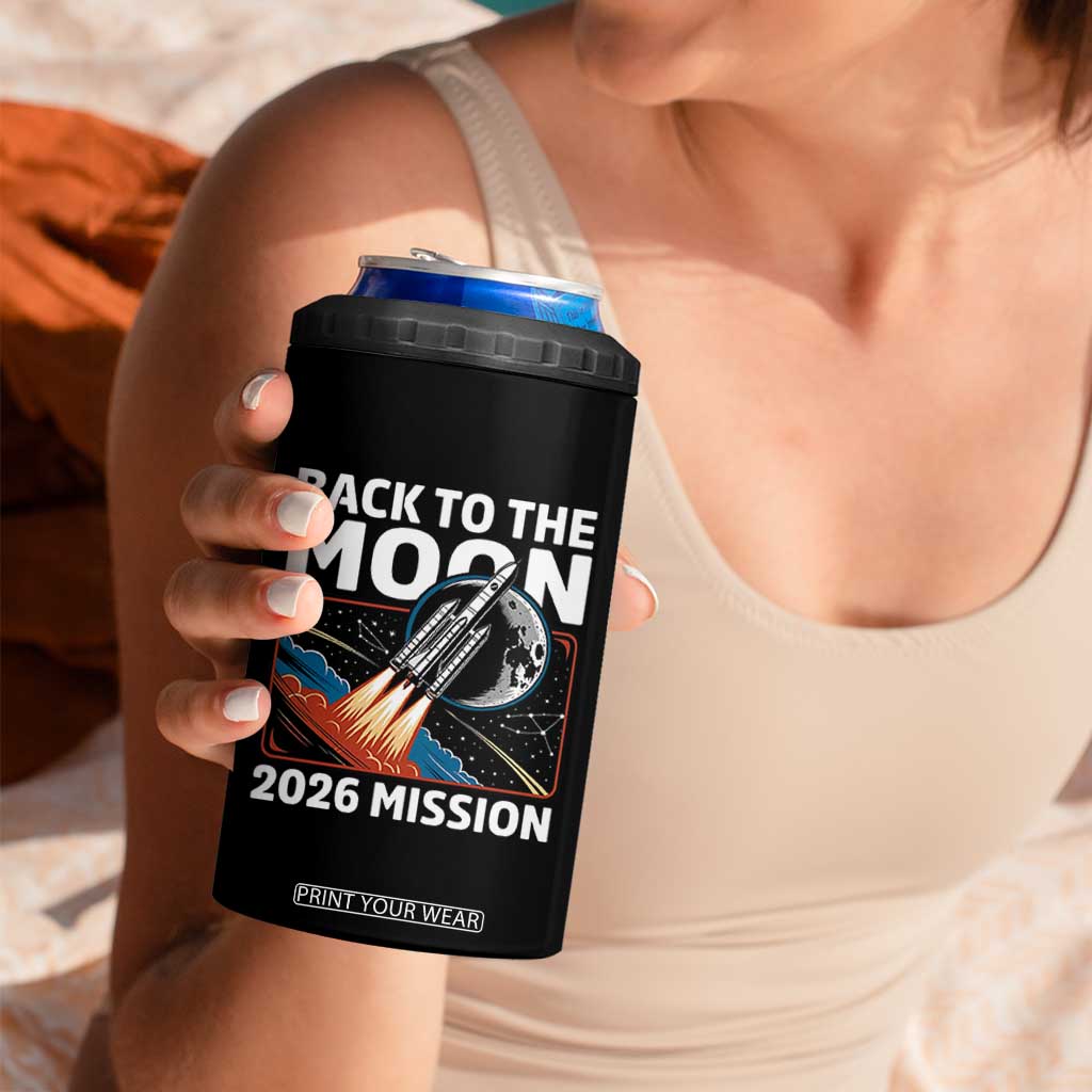 Back to the Moon 2026 Mission 4 in 1 Can Cooler Tumbler Retro Rocket Launch Lunar Orbit Space Enthusiasts TS02 Print Your Wear