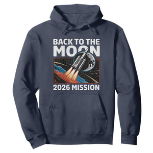 Back to the Moon 2026 Mission Hoodie Retro Rocket Launch Lunar Orbit Space Enthusiasts TS02 Navy Print Your Wear