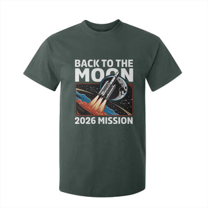 Back to the Moon 2026 Mission T Shirt For Kid Retro Rocket Launch Lunar Orbit Space Enthusiasts TS02 Dark Forest Green Print Your Wear