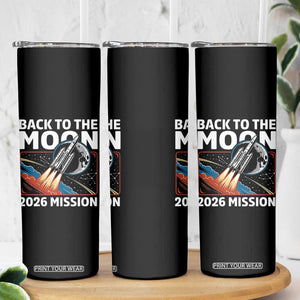 Back to the Moon 2026 Mission Skinny Tumbler Retro Rocket Launch Lunar Orbit Space Enthusiasts TS02 Print Your Wear