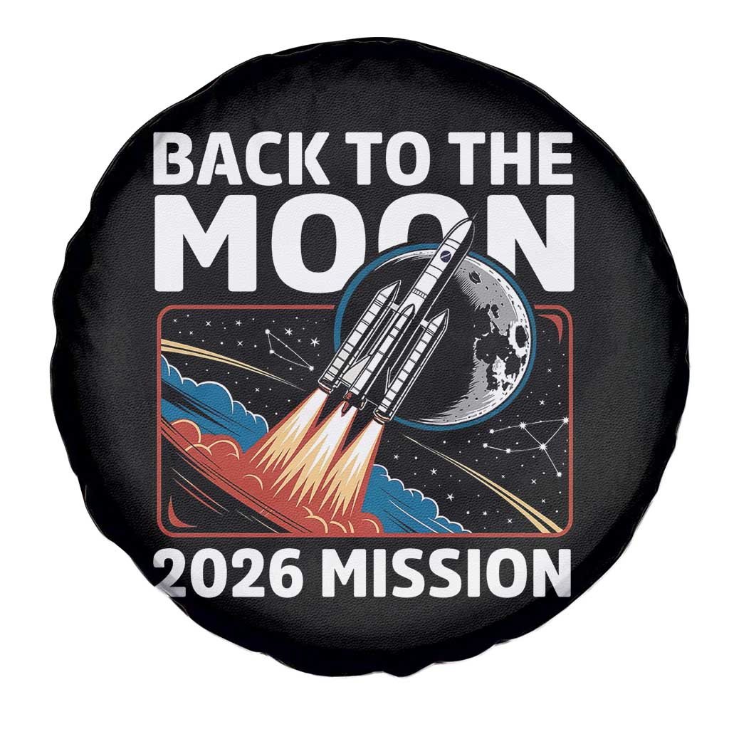 Back to the Moon 2026 Mission Spare Tire Cover Retro Rocket Launch Lunar Orbit Space Enthusiasts TS02 Print Your Wear