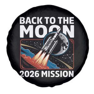 Back to the Moon 2026 Mission Spare Tire Cover Retro Rocket Launch Lunar Orbit Space Enthusiasts TS02 Print Your Wear