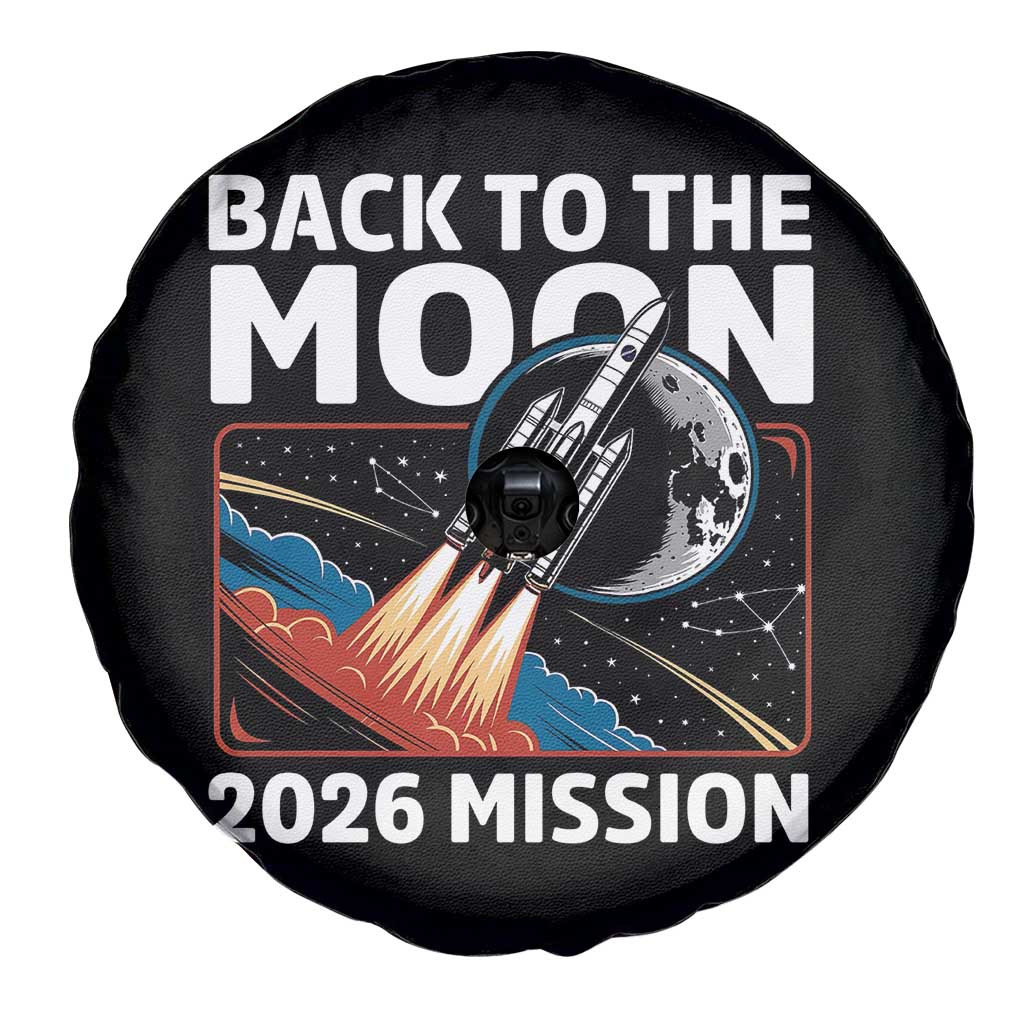 Back to the Moon 2026 Mission Spare Tire Cover Retro Rocket Launch Lunar Orbit Space Enthusiasts TS02 Print Your Wear