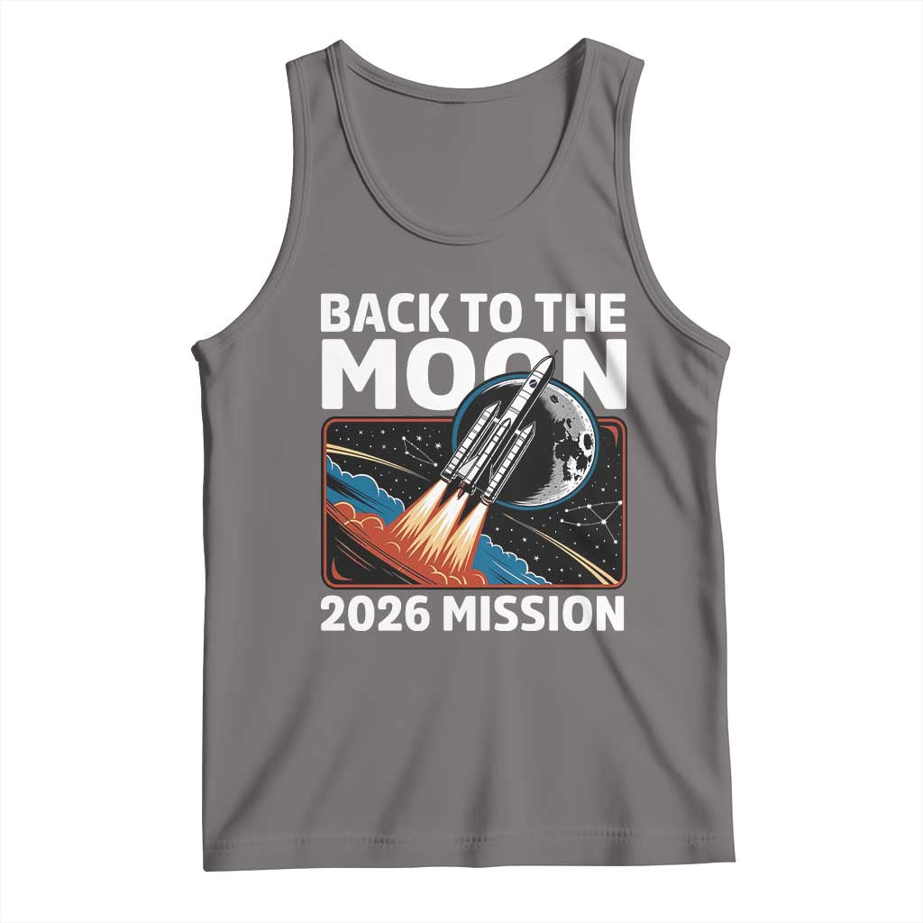 Back to the Moon 2026 Mission Tank Top Retro Rocket Launch Lunar Orbit Space Enthusiasts TS02 Deep Heather Print Your Wear
