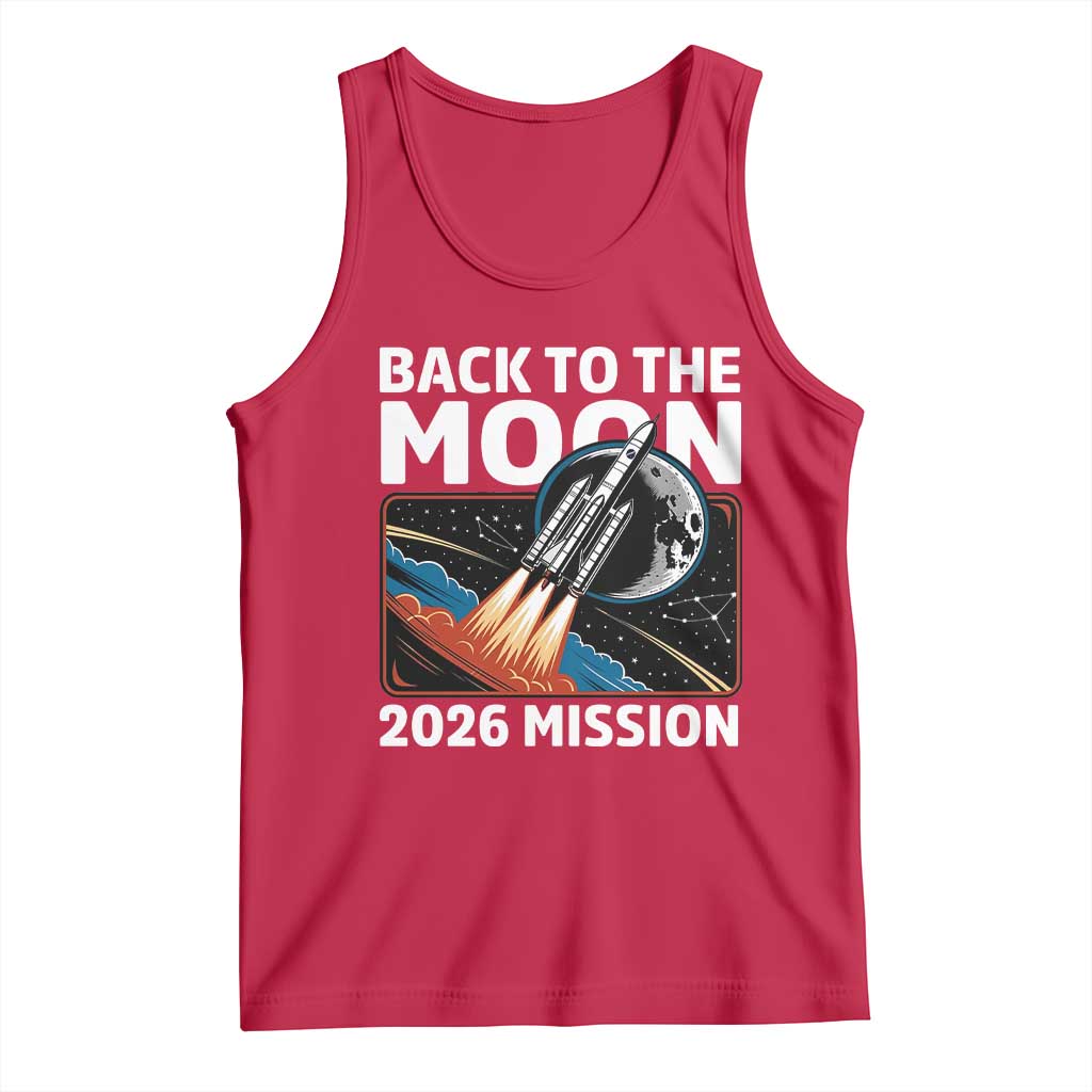 Back to the Moon 2026 Mission Tank Top Retro Rocket Launch Lunar Orbit Space Enthusiasts TS02 Red Print Your Wear