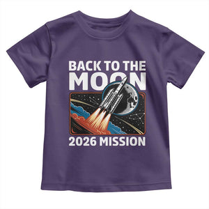 Back to the Moon 2026 Mission Toddler T Shirt Retro Rocket Launch Lunar Orbit Space Enthusiasts TS02 Purple Print Your Wear