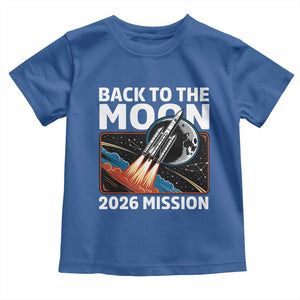 Back to the Moon 2026 Mission Toddler T Shirt Retro Rocket Launch Lunar Orbit Space Enthusiasts TS02 Royal Blue Print Your Wear