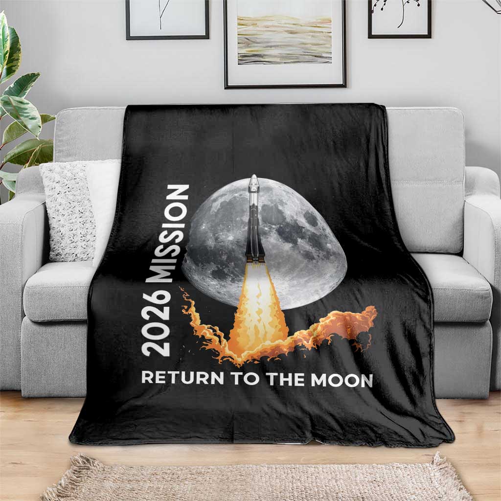 2026 Return to the Moon Mission Throw Blanket Realistic Rocket Launch Lunar Graphic Space Exploration TS02 Print Your Wear