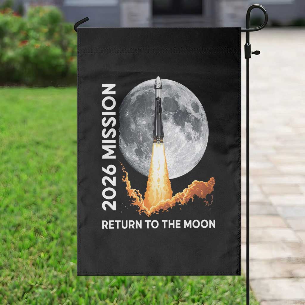 2026 Return to the Moon Mission Garden Flag Realistic Rocket Launch Lunar Graphic Space Exploration TS02 Print Your Wear
