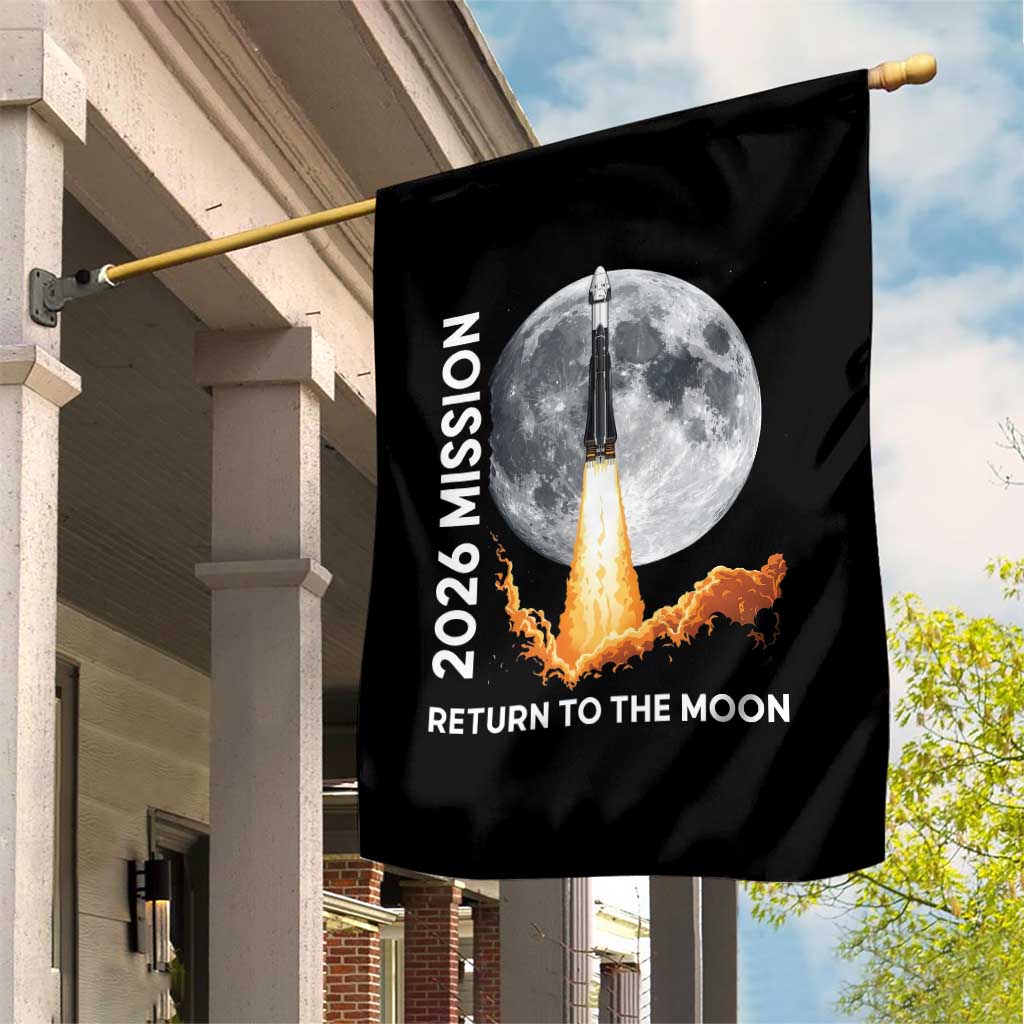 2026 Return to the Moon Mission Garden Flag Realistic Rocket Launch Lunar Graphic Space Exploration TS02 Print Your Wear
