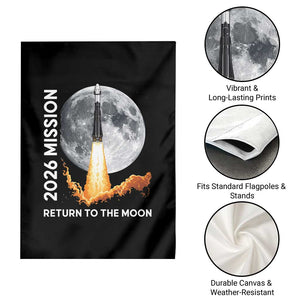 2026 Return to the Moon Mission Garden Flag Realistic Rocket Launch Lunar Graphic Space Exploration TS02 Print Your Wear