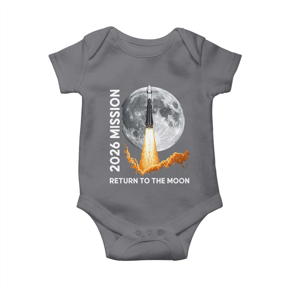 2026 Return to the Moon Mission Baby Onesie Realistic Rocket Launch Lunar Graphic Space Exploration TS02 Charcoal Print Your Wear