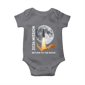 2026 Return to the Moon Mission Baby Onesie Realistic Rocket Launch Lunar Graphic Space Exploration TS02 Charcoal Print Your Wear
