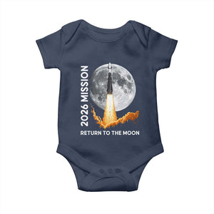 2026 Return to the Moon Mission Baby Onesie Realistic Rocket Launch Lunar Graphic Space Exploration TS02 Navy Print Your Wear