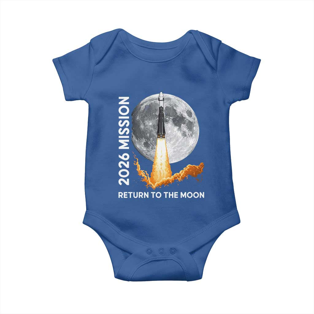 2026 Return to the Moon Mission Baby Onesie Realistic Rocket Launch Lunar Graphic Space Exploration TS02 Royal Blue Print Your Wear