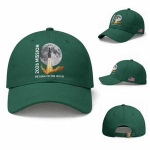 2026 Return to the Moon Mission - Lunar Graphic Baseball Cap - Space Exploration TS02 Baseball Cap Universal Fit Irish Green Print Your Wear