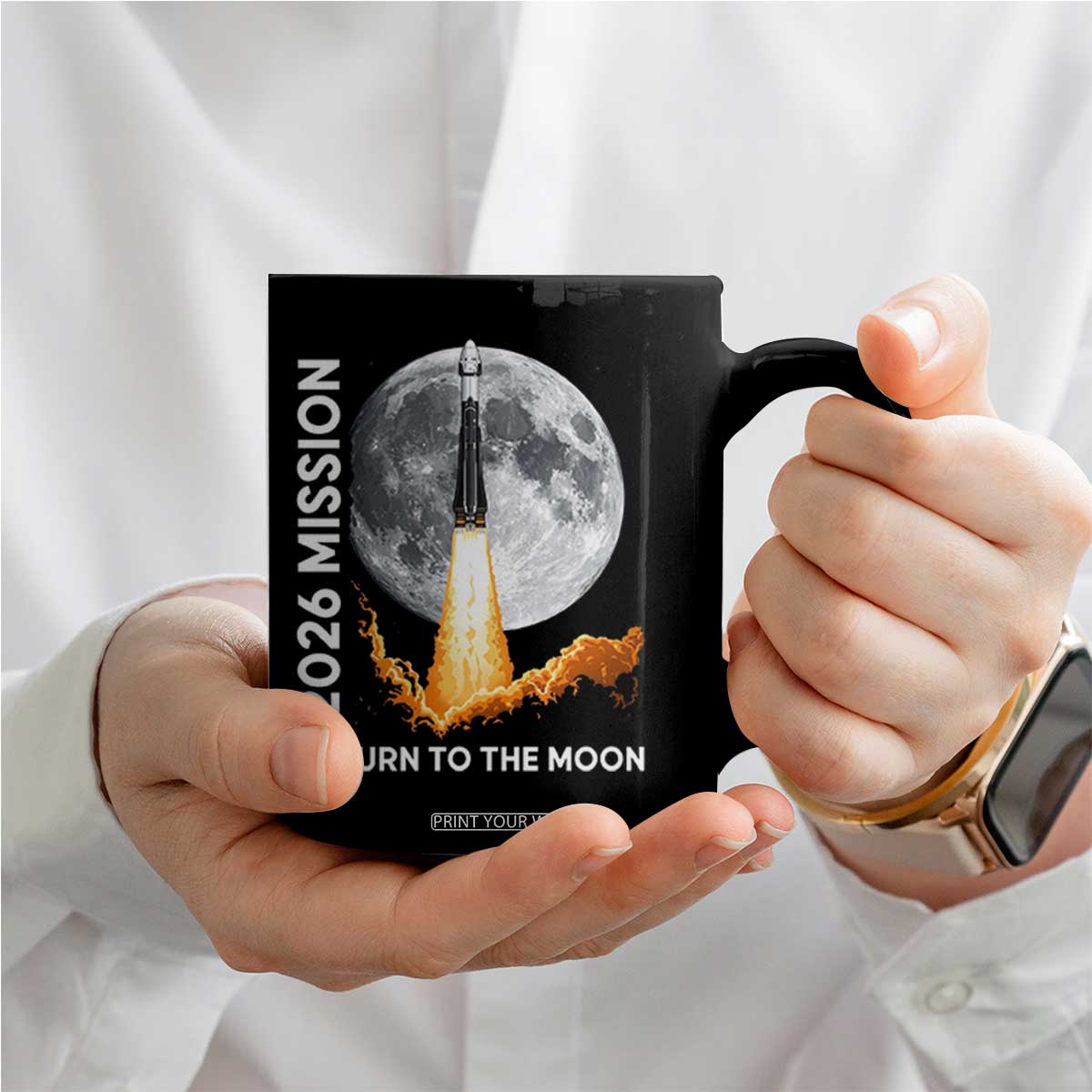 2026 Return to the Moon Mission Coffee Mug Realistic Rocket Launch Lunar Graphic Space Exploration TS02 Print Your Wear