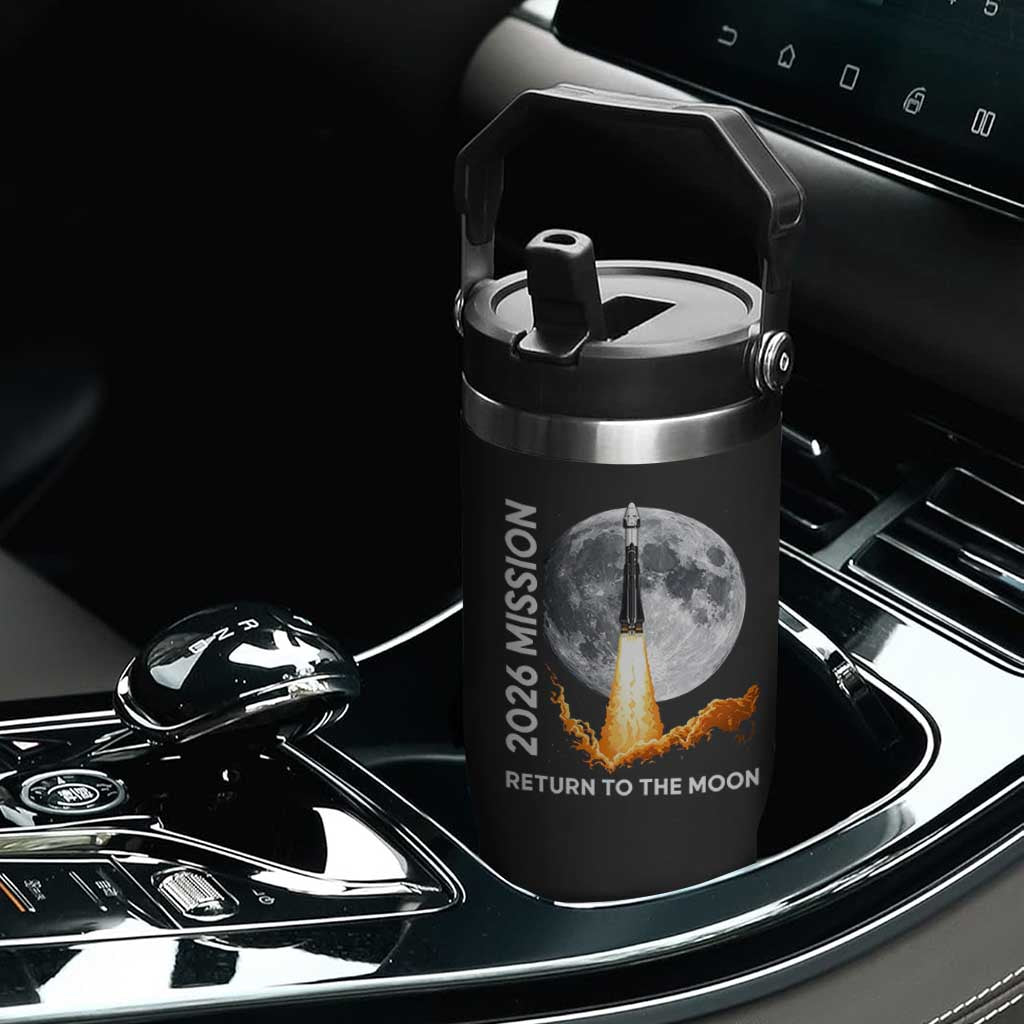 2026 Return to the Moon Mission Flip Straw Tumbler Realistic Rocket Launch Lunar Graphic Space Exploration TS02 Print Your Wear