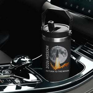 2026 Return to the Moon Mission Flip Straw Tumbler Realistic Rocket Launch Lunar Graphic Space Exploration TS02 Print Your Wear