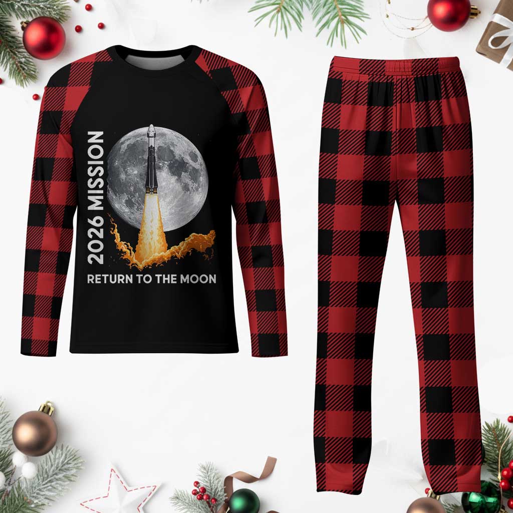 2026 Return to the Moon Mission Plaid Pajama Set Realistic Rocket Launch Lunar Graphic Space Exploration TS02 Buffalo Plaid Print Your Wear