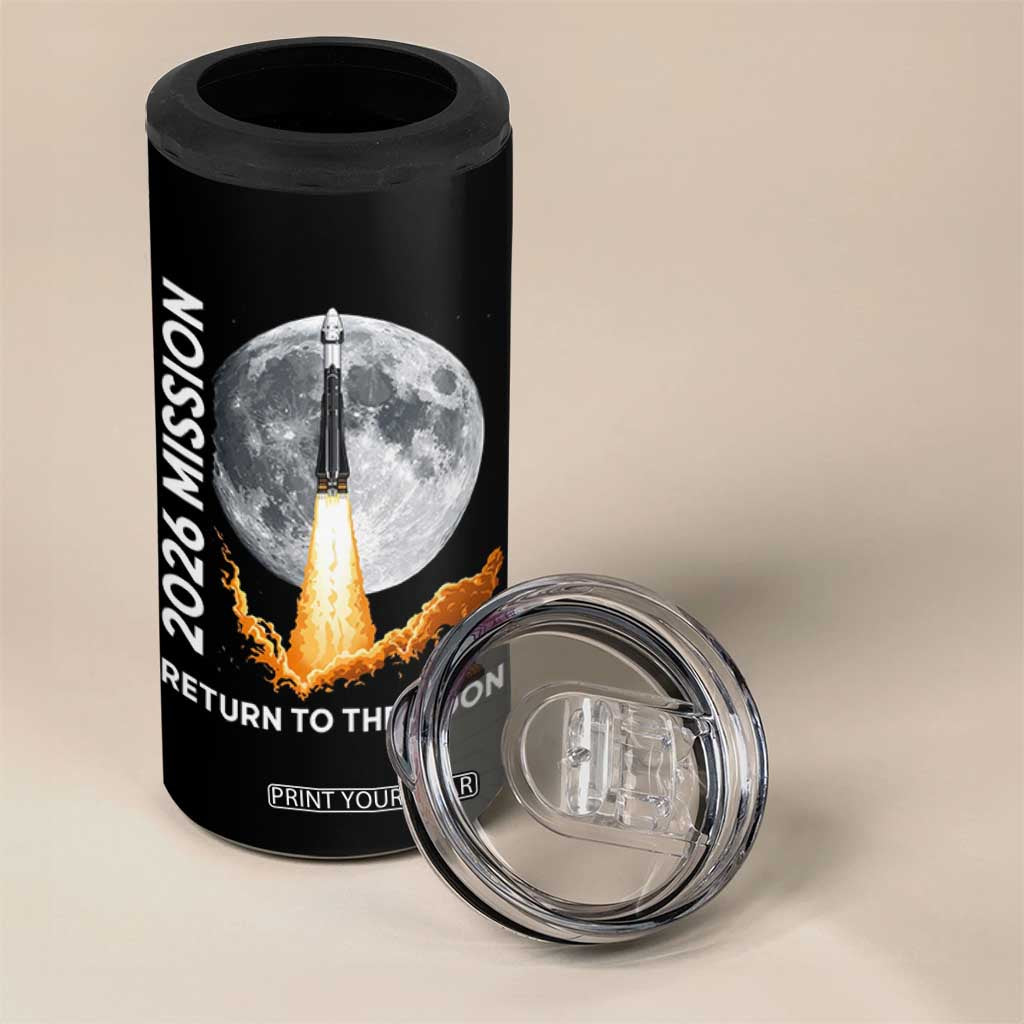 2026 Return to the Moon Mission 4 in 1 Can Cooler Tumbler Realistic Rocket Launch Lunar Graphic Space Exploration TS02 Print Your Wear