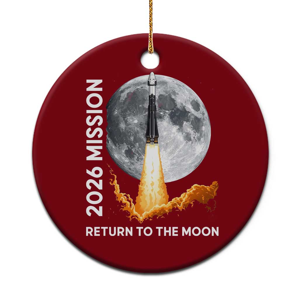 2026 Return to the Moon Mission Ceramic Ornament Realistic Rocket Launch Lunar Graphic Space Exploration TS02 1pc Red Print Your Wear