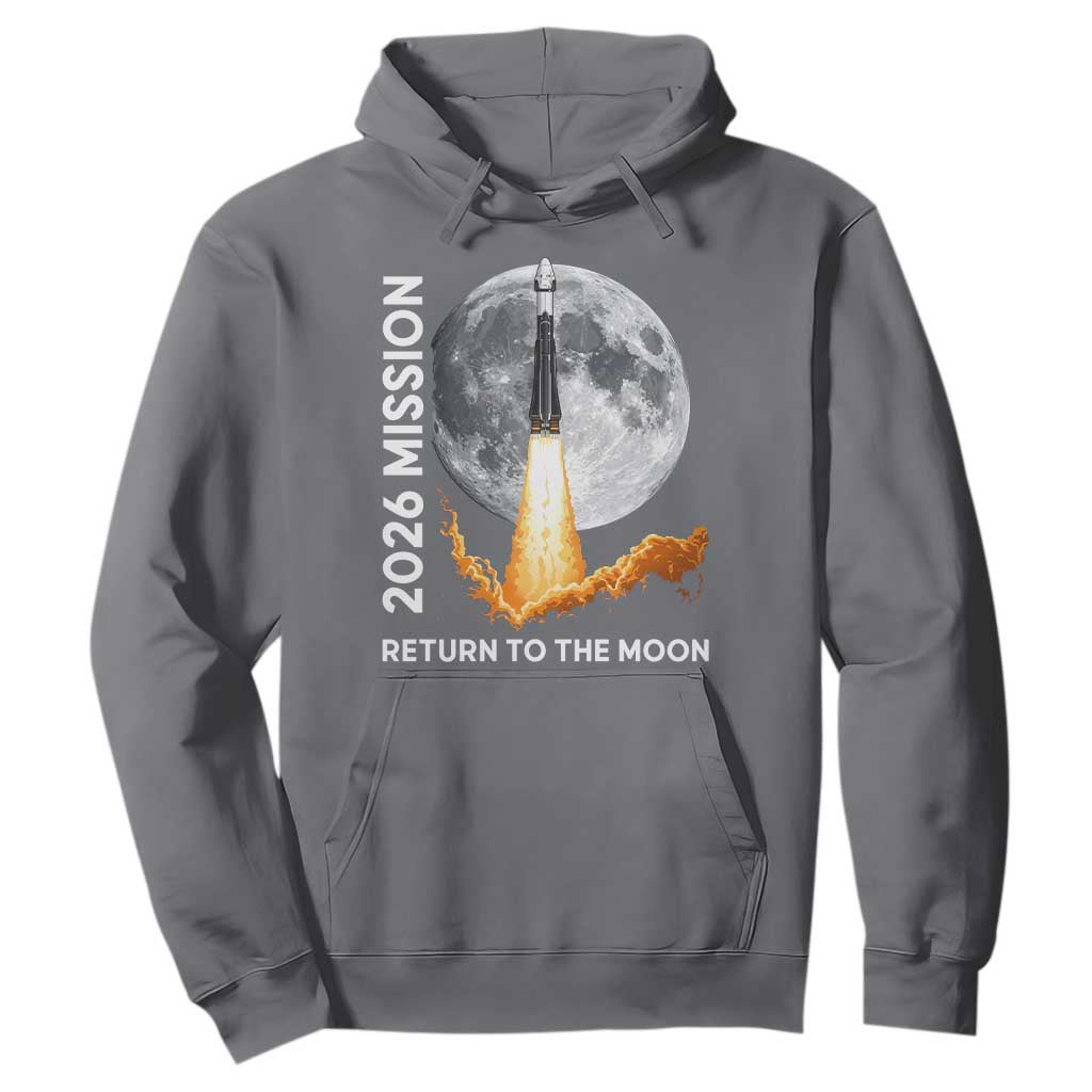 2026 Return to the Moon Mission Hoodie Realistic Rocket Launch Lunar Graphic Space Exploration TS02 Charcoal Print Your Wear