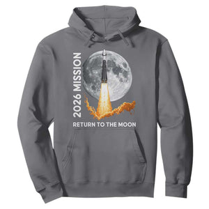 2026 Return to the Moon Mission Hoodie Realistic Rocket Launch Lunar Graphic Space Exploration TS02 Charcoal Print Your Wear